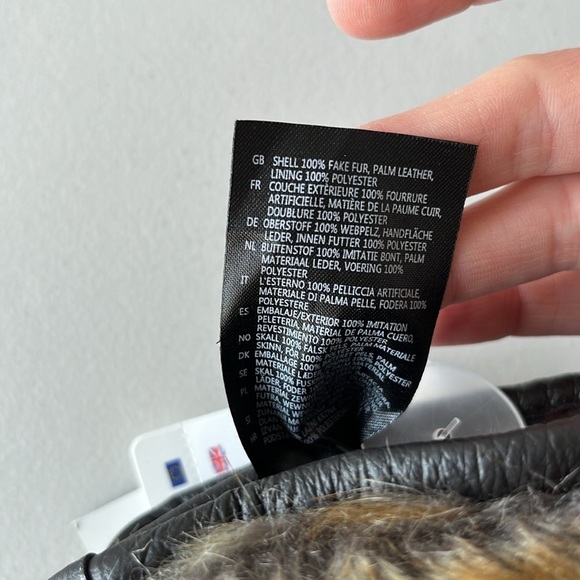 NWT Barts Brown Palm Leather Faux Fur Mittens Fur Paws One Size Unisex - Picture 16 of 16